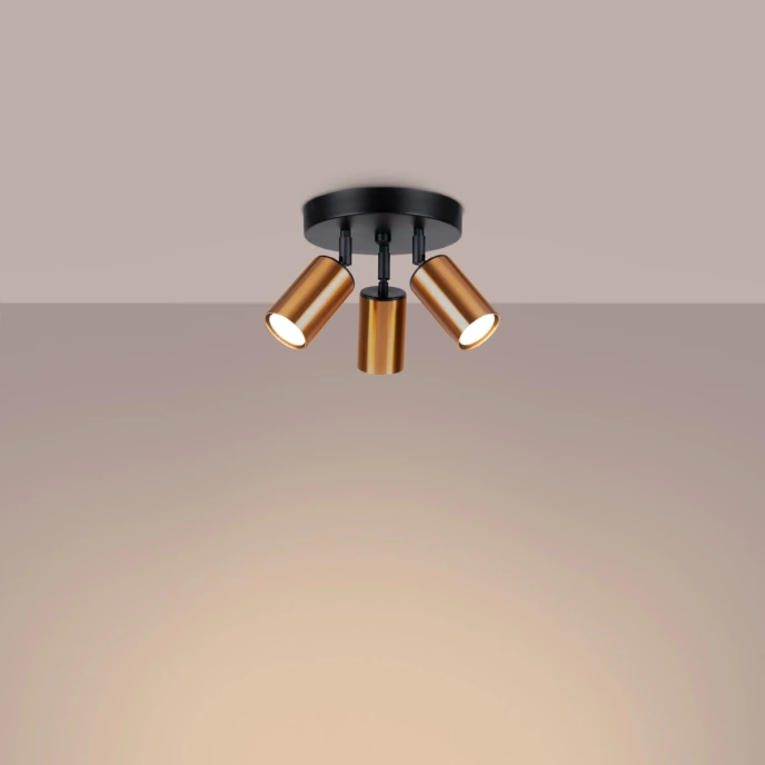 Plafondlamp WINX 3P zwart/cooper