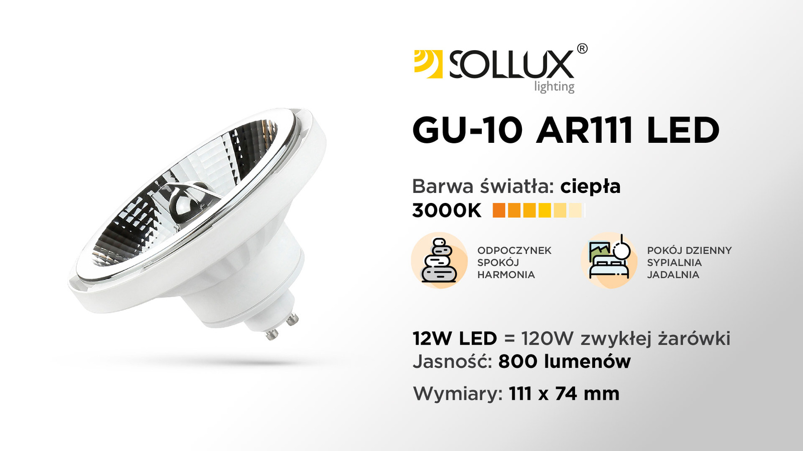 LED lamp GU10 3000K 12W 800lm