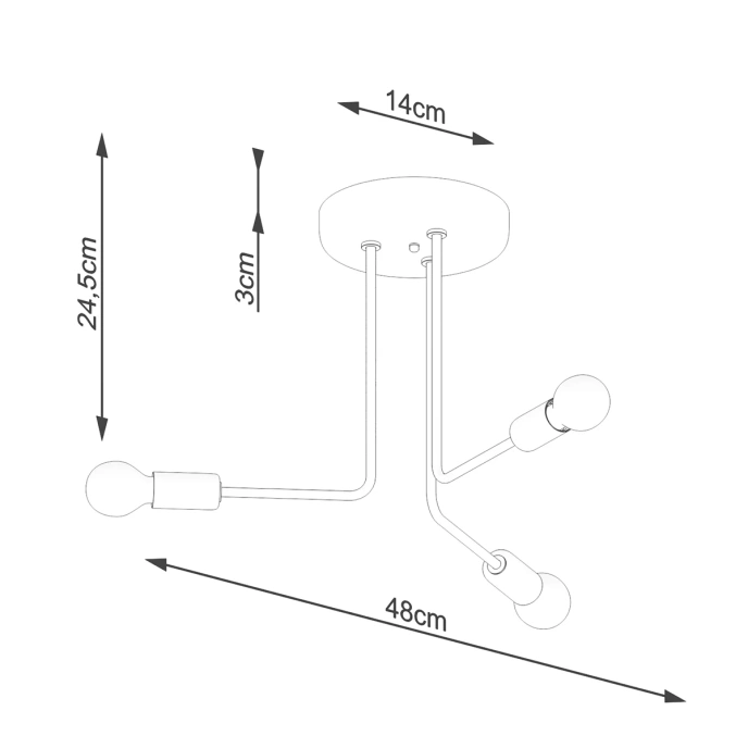 Kroonluchter NORAH 3 zwart