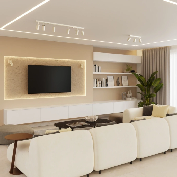 Plafondlamp RING 3P beige