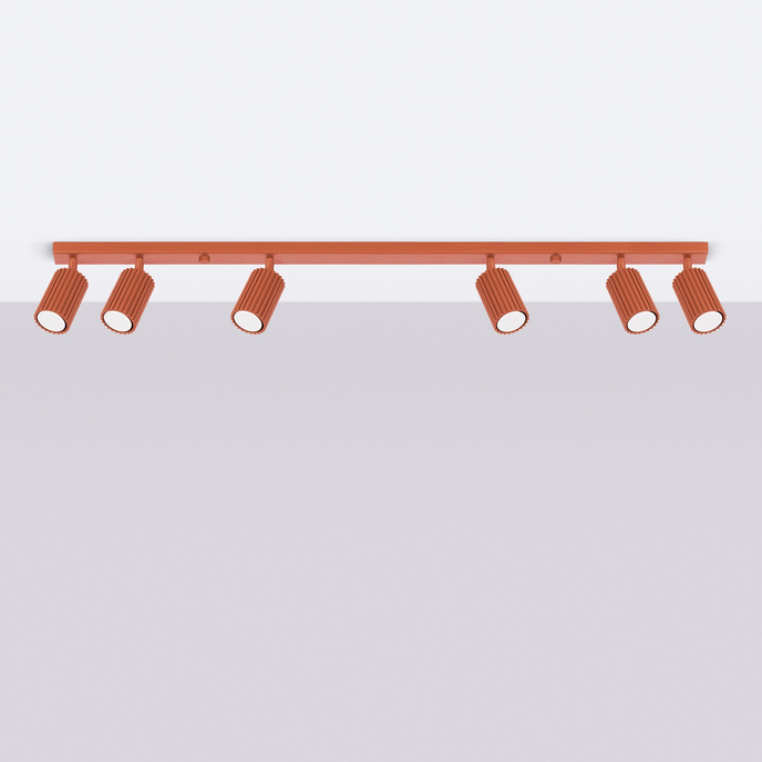 Plafondlamp KARBON 6L rood oker