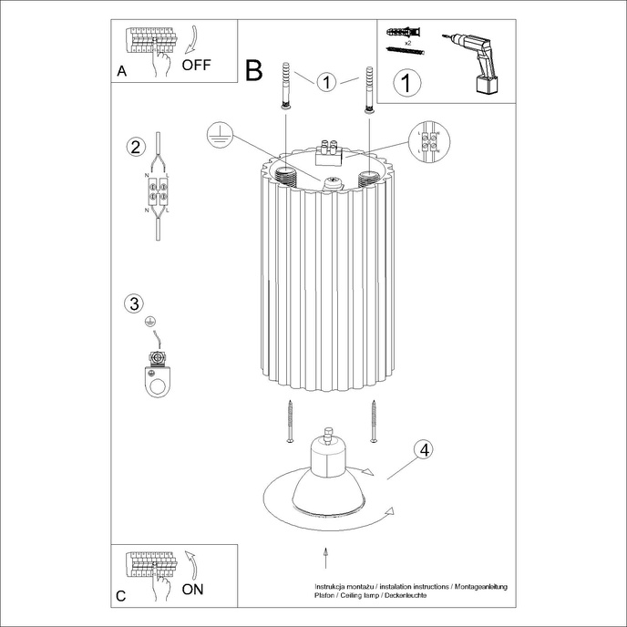 Plafondlamp KARBON 10 taupe