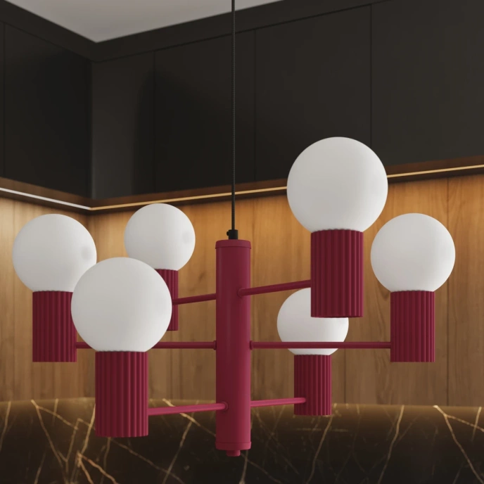 Kroonluchter HALO 6 bordeauxrood