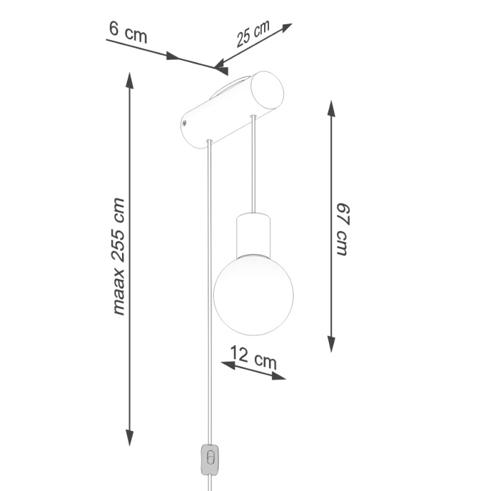 Wandlamp NIBMI G9 met schakelaar