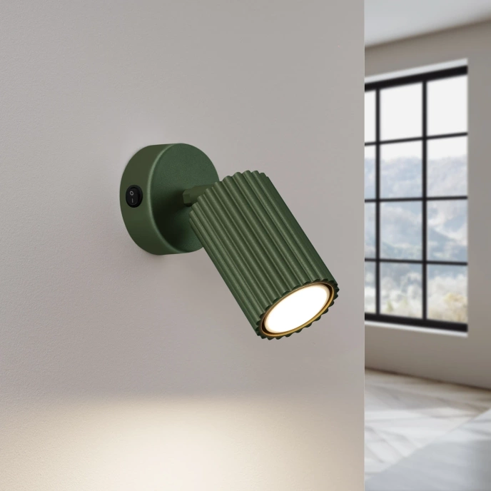 Wandlamp KARBON olijfgroen met schakelaar