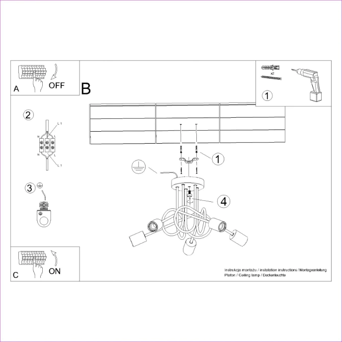 Kroonluchter EMBER 5 zwart