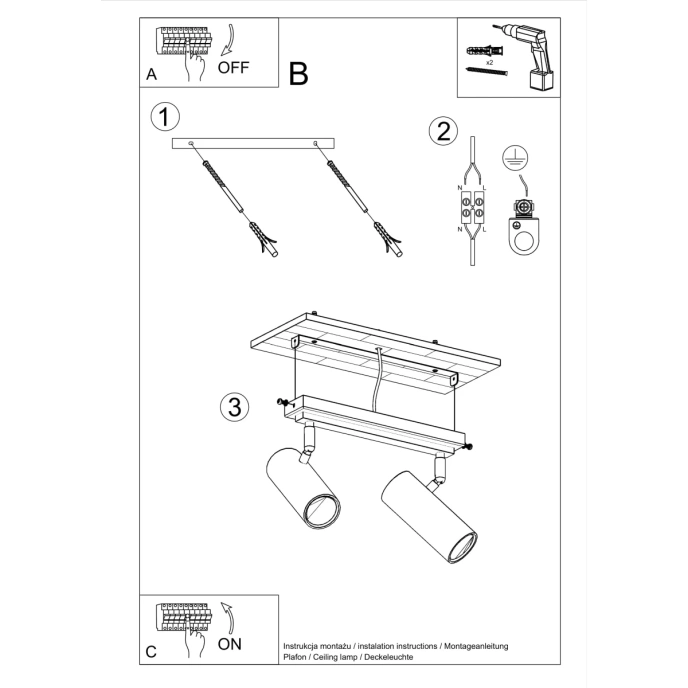 Plafondlamp DIREZIONE 2 wit