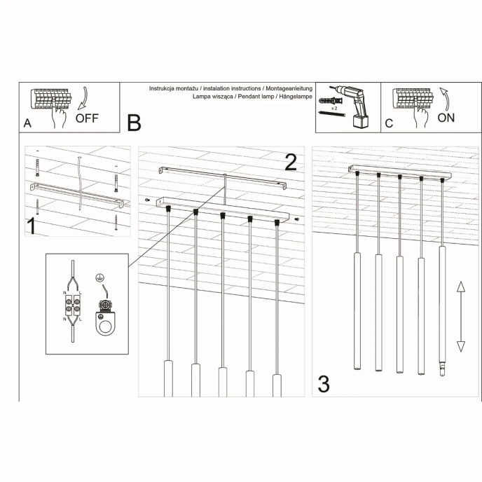 Hanglamp PASTELO 5 zwart