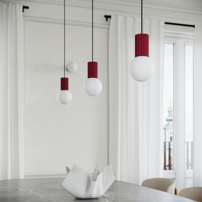 Hanglamp HALO 3P bordeauxrood