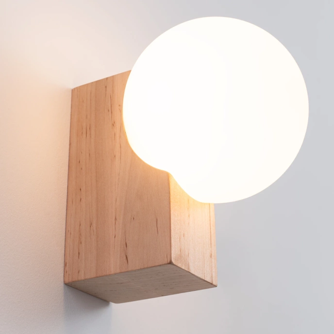 Wandlamp BULBO natuurlijk hout