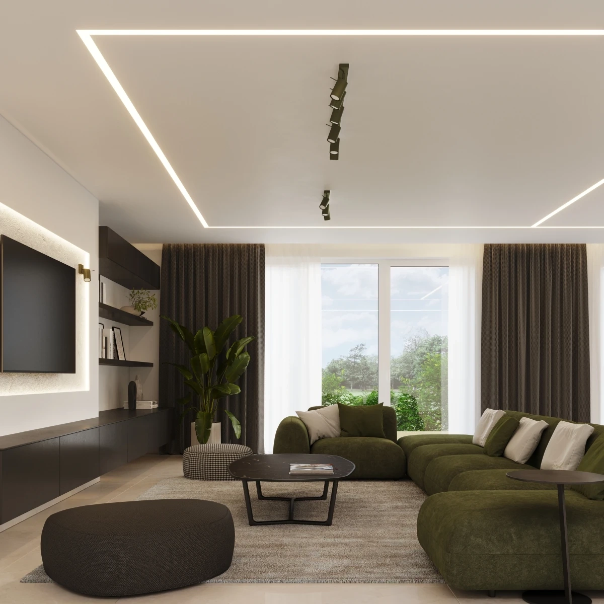 Wandlamp RING olijfgroen