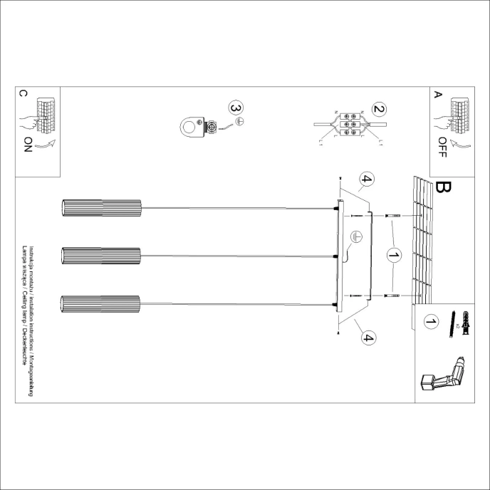 Hanglamp KARBON 3L zwart