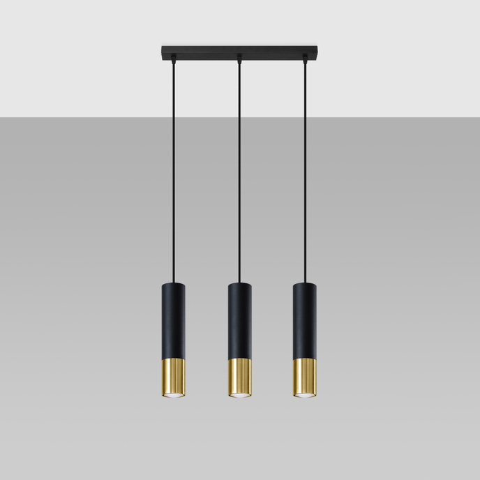 Hanglamp LOOPEZ 3L zwart/goud