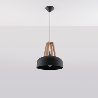 Hanglamp CASCO zwart/natuurlijk hout