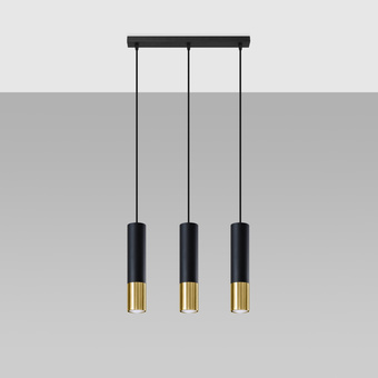 Hanglamp LOOPEZ 3L zwart/goud