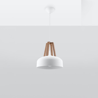 Hanglamp CASCO wit/natuurlijk hout